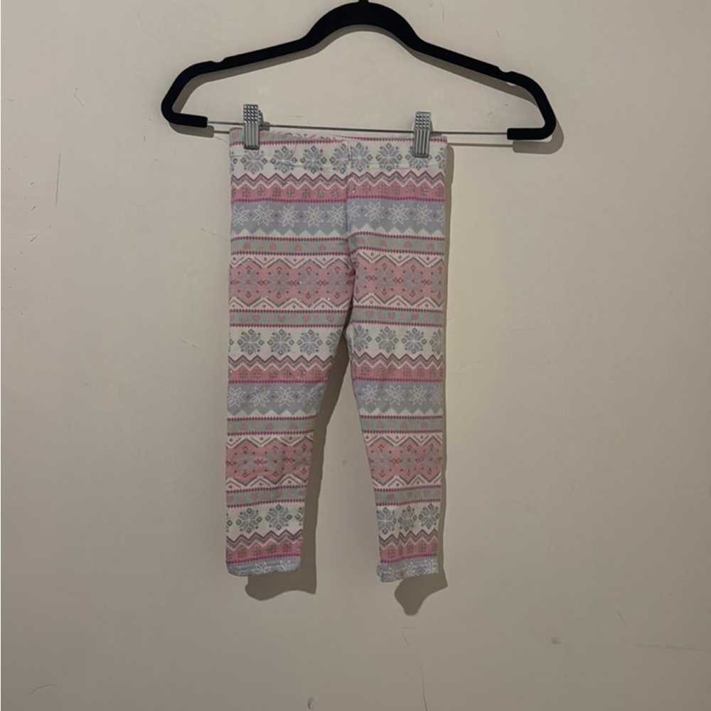 Cynthia Rowley Sparkly Winter Pattern Fleece Leggings Size 4 Years
